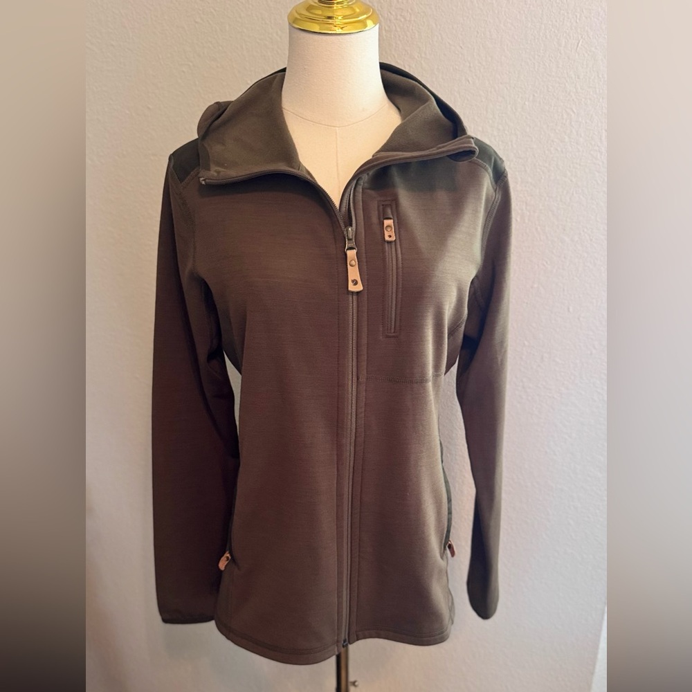 FJALLRAVEN Women's Keb Fleece Hoodie Lightweight Jacket Front Zip Olive Green - Picture 5 of 16